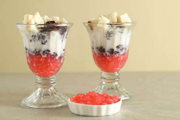 Es Podeng, Traditional dessert of coconut ice cream sundae, popular in Jakarta.