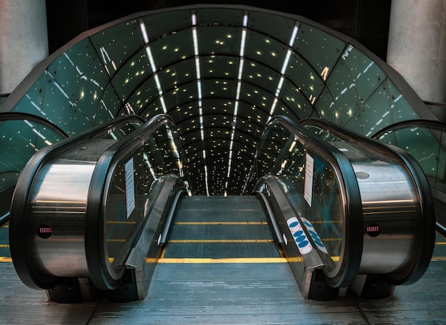 Escalator in the subway exit from the tunnel