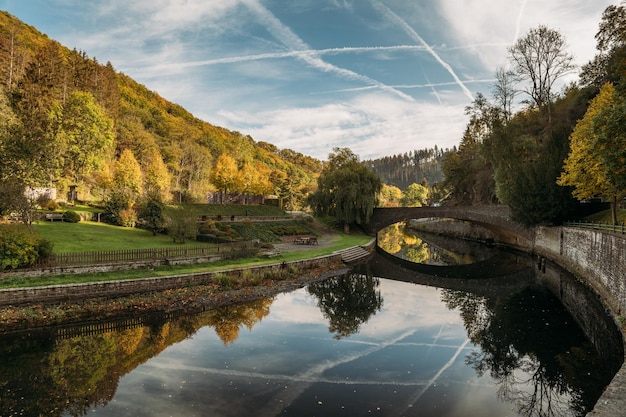 Eschsursure town situated on picturesque bank of sauer river