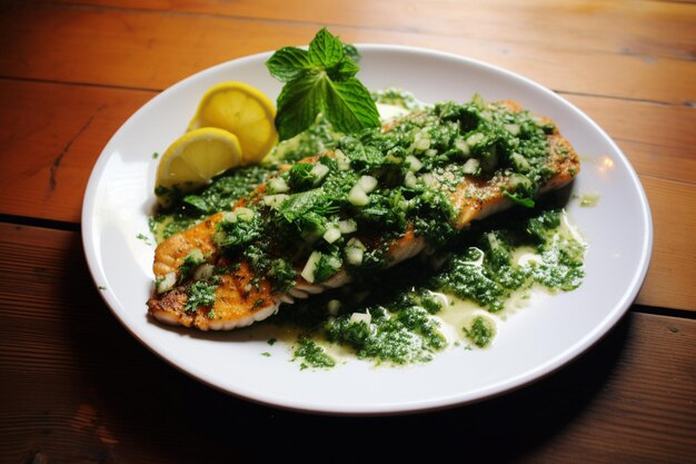 Photo escovitch fish with a refreshing mint garnish yummy escovitch fish food image photography