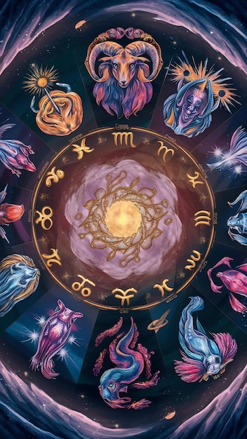 Esoteric composition for zodiac and astrology with zodiac sign