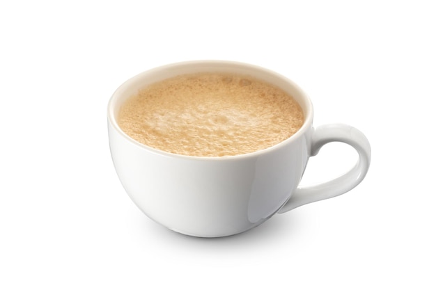 Espresso coffee in a white cup isolated on a white background