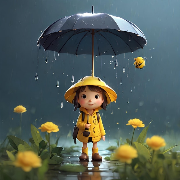 the essence of rain in the solar term portraying a natural and refreshing environment little bee