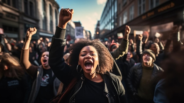 Essence of Social Activism with Uncropped Demonstrators Marching for Black Lives Matter and LGBTQ Ri