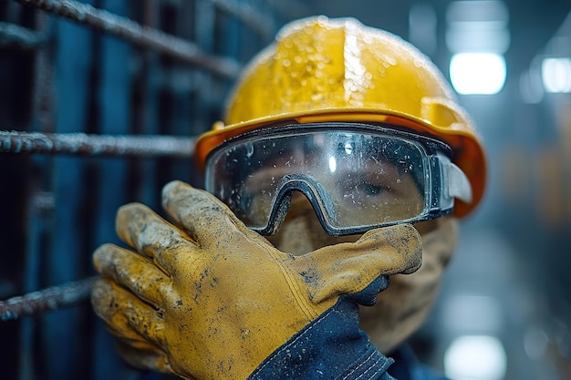 Photo essential construction safety equipment gloves and glasses for protection