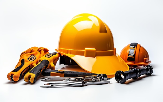 Essential Construction Tool Set on White Background