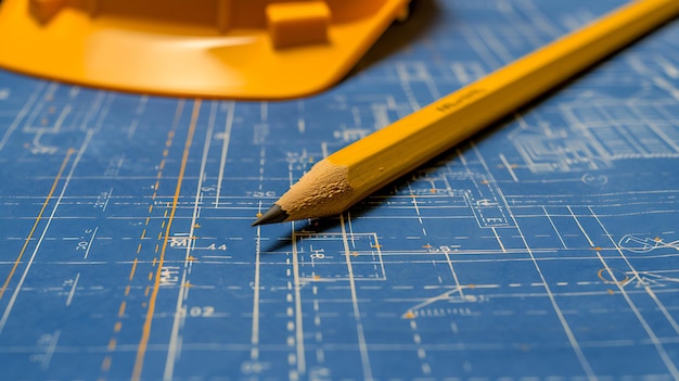 Photo essential construction tools and design plans for effective project management