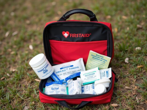 Photo essential first aid kit for outdoor adventures and wilderness survival preparedness