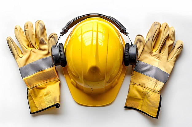 Essential Safety Gear Hard Hat Gloves and Ear Protection for Construction Sites