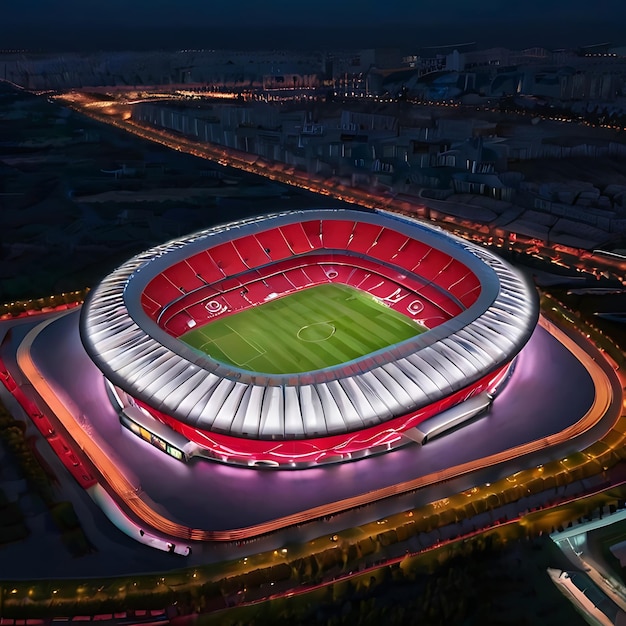 Photo estadio wanda metropolitano madrid night aerial view gnearated by ai