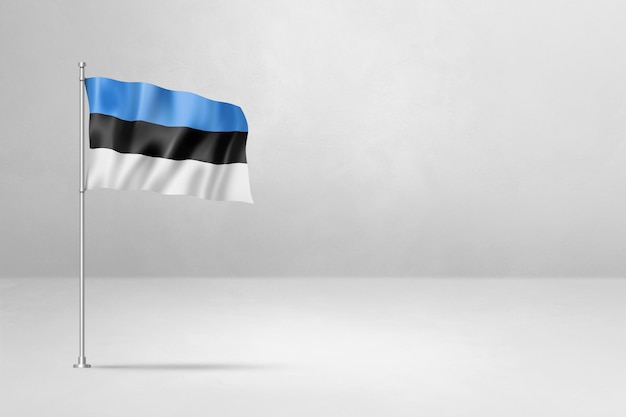 Estonian flag isolated on white concrete wall background