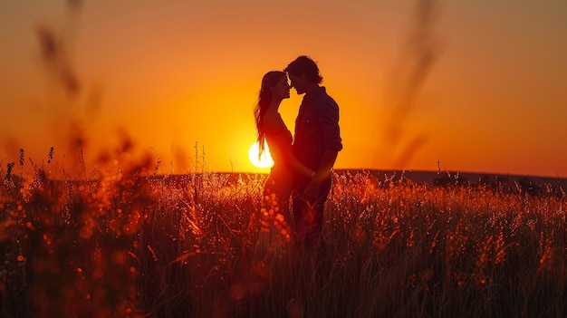 Eternal Sunset A Couple Silhouette Capturing Romance