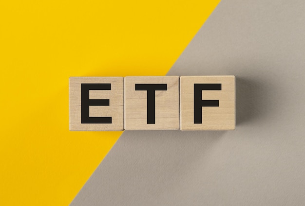 ETF investment word on background