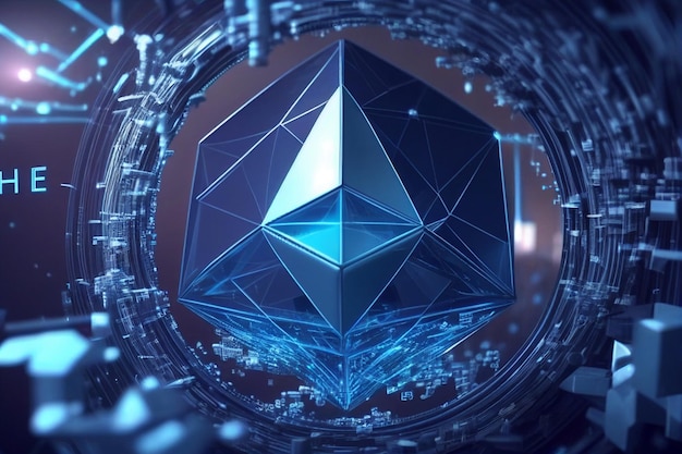 ETH Ethereum cryptocurrency coin exchange and blockchain futuristic technology concept Generative AI