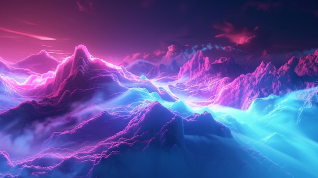 The ethereal beauty of neon vapor waves swaying in the win