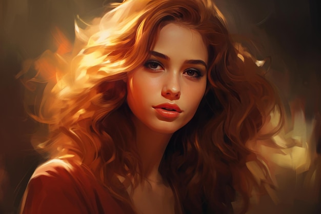 Ethereal beauty portrait of a woman with fiery hair