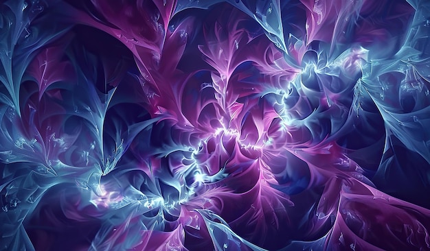 Ethereal blue and purple abstract floral background