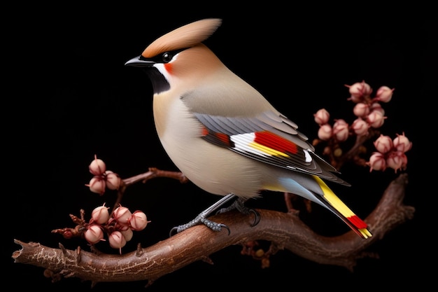 Ethereal Bohemian Waxwing bird Bombycilla