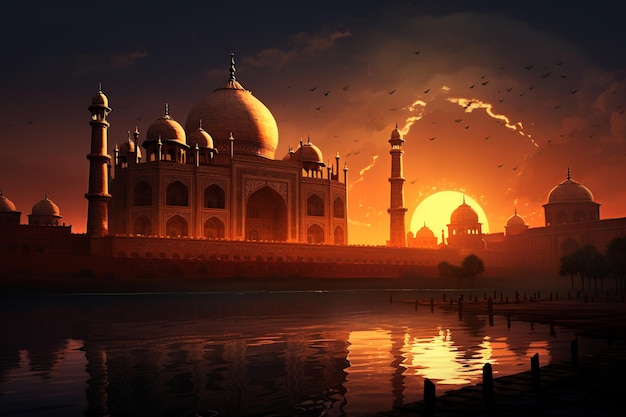 Ethereal Dawn at Taj Mahal Mughal Era's Pinnacle