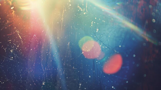 Ethereal and dreamy light effects with lens flares casting a colorful mystical overlay on the background