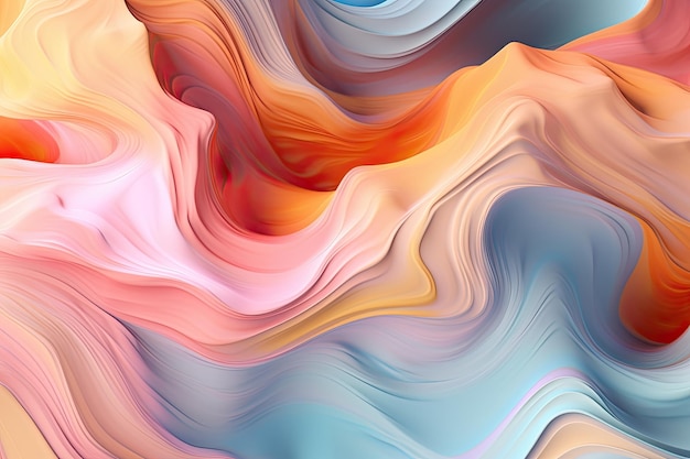 An ethereal and dreamy pastel background illustration with flowing violet and turquoise liquid Generative AI