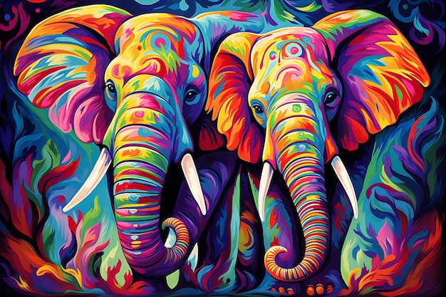 Ethereal Elephants Airbrush Painting