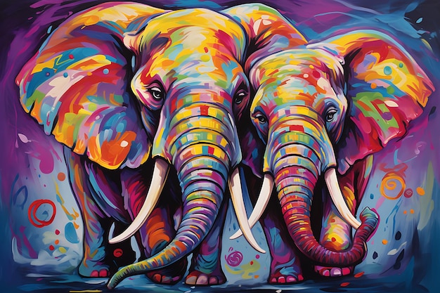 Ethereal Elephants Airbrush Painting