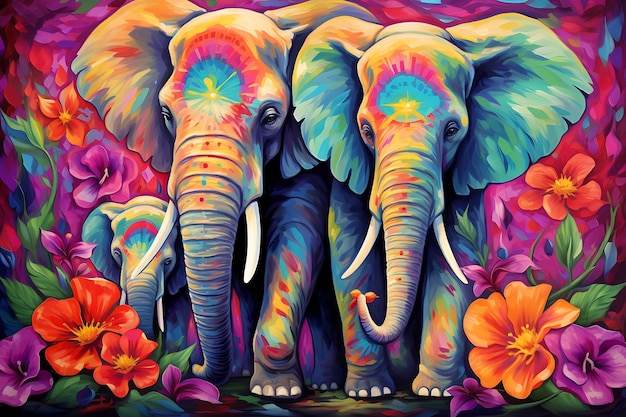 Ethereal Elephants Airbrush Painting