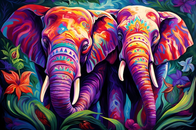 Ethereal Elephants Airbrush Painting