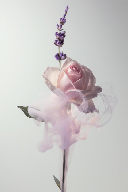 Ethereal Floral Art Smoke and Petals in Soft Tones