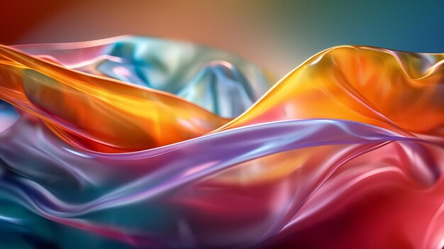 Photo ethereal flow colorful silk fabrics caught in an enchanting dance