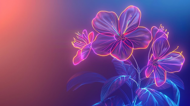 An ethereal flower composed of vibrant neon light