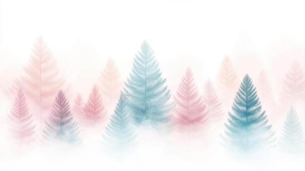 ethereal forest scene featuring pastelcolored trees blending softly into the mist evoking calmness