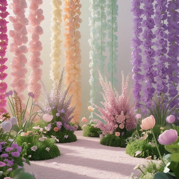 Photo ethereal garden a symphony of pastel serenity