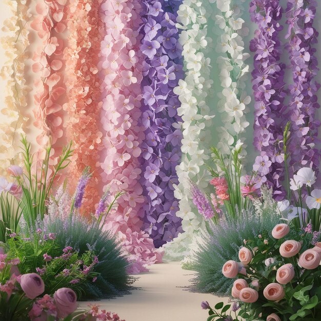 Photo ethereal garden a symphony of pastel serenity