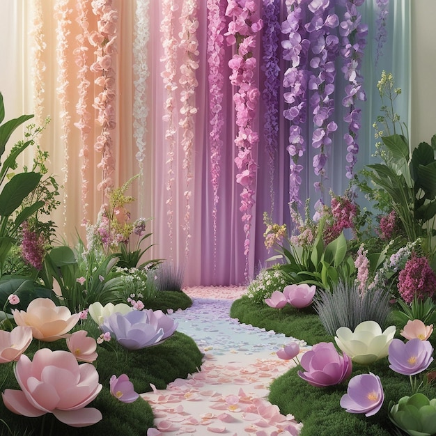 Photo ethereal garden a symphony of pastel serenity