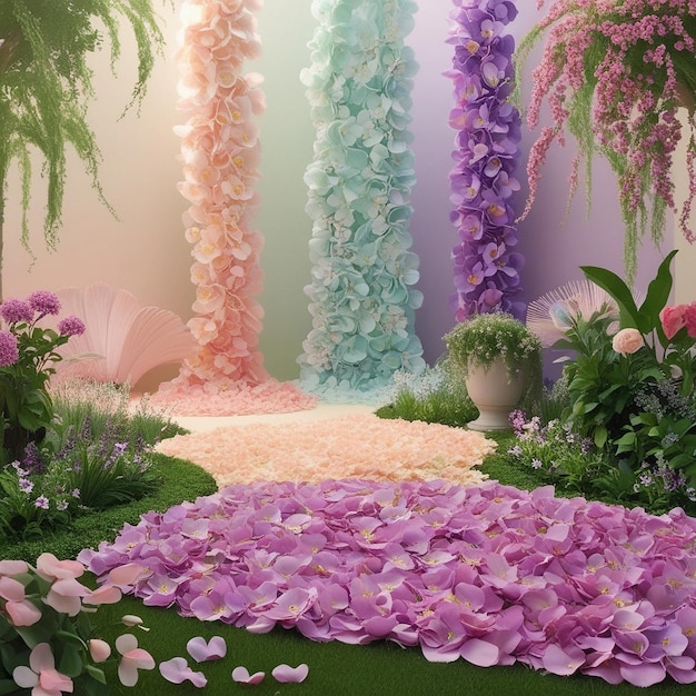 Photo ethereal garden a symphony of pastel serenity