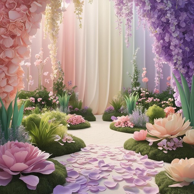 Photo ethereal garden a symphony of pastel serenity