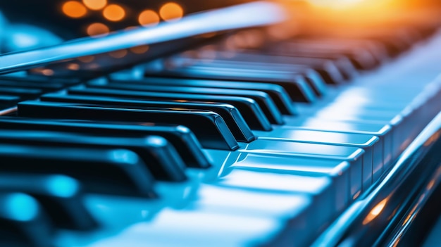 Photo ethereal harmony closeup of piano keys in soft lighting