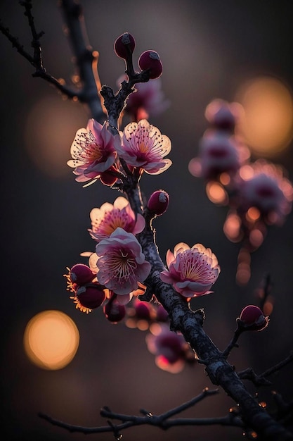 Ethereal Japanese Apricot Blossoms Generative ai