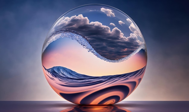 Ethereal Ocean Dreamscape in a Glass Ball