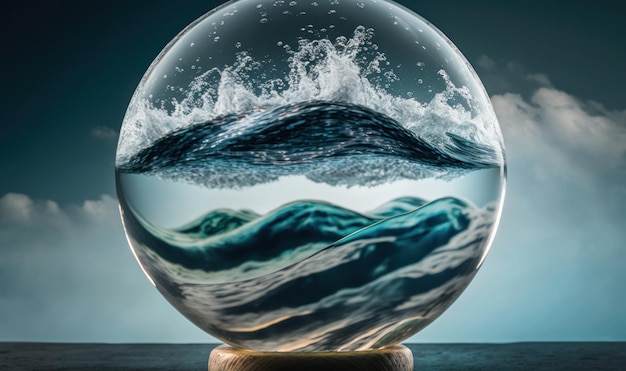 Ethereal Ocean Dreamscape in a Glass Ball