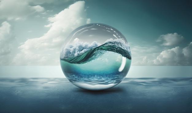 Ethereal Ocean Dreamscape in a Glass Ball