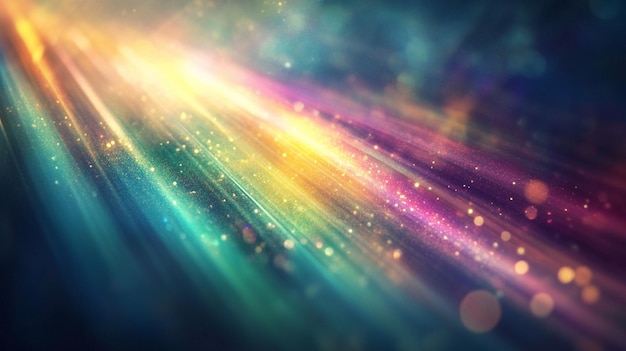 Photo ethereal rainbow light beams on glowing background