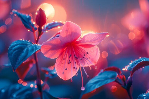 Ethereal RainKissed Hibiscus in Twilight Glow