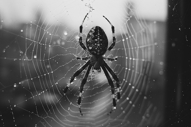 Photo ethereal spiders web at dusk