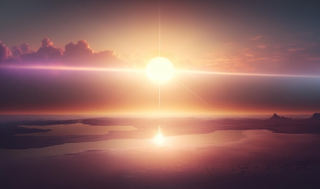 Ethereal Sunrise Background with Soft Colors and Copy Space