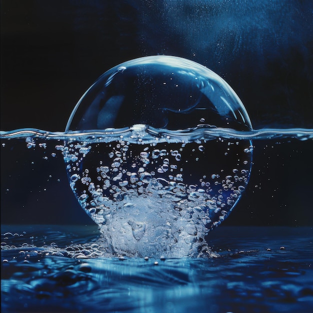 Photo ethereal underwater bubble sphere