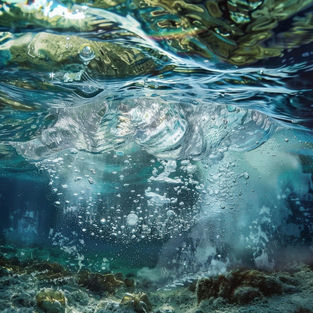 Photo ethereal underwater bubble sphere