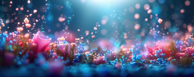 Photo ethereal underwater world glowing coral and vibrant marine life in surreal scene